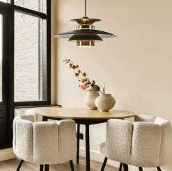 Retro hanglamp zwart met koper 50 cm