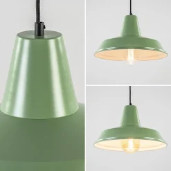 Retro metalen hanglamp groen met wit