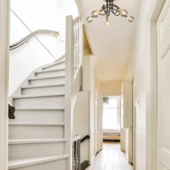 Retro plafondlamp zwart met gouden pendels