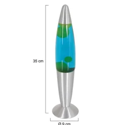 Retro tafellamp Lava blauw water met groen