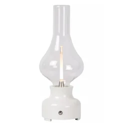 Retro tafellamp olielamp op batterij wit