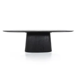 Robuuste mango houten eettafel Aron ovaal zwart