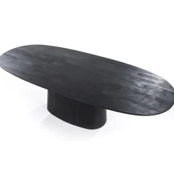 Robuuste mango houten eettafel Aron ovaal zwart