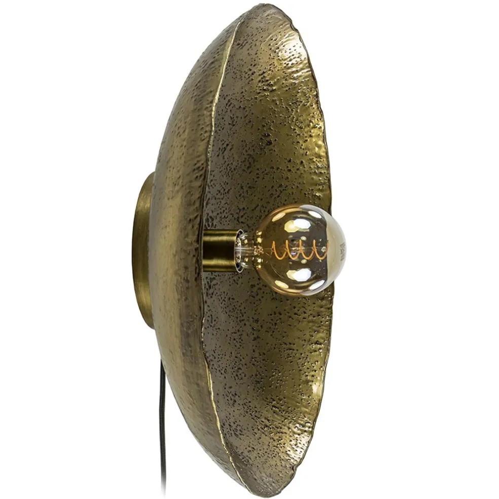 Robuuste wandlamp Neva rond 50 cm antiek brons