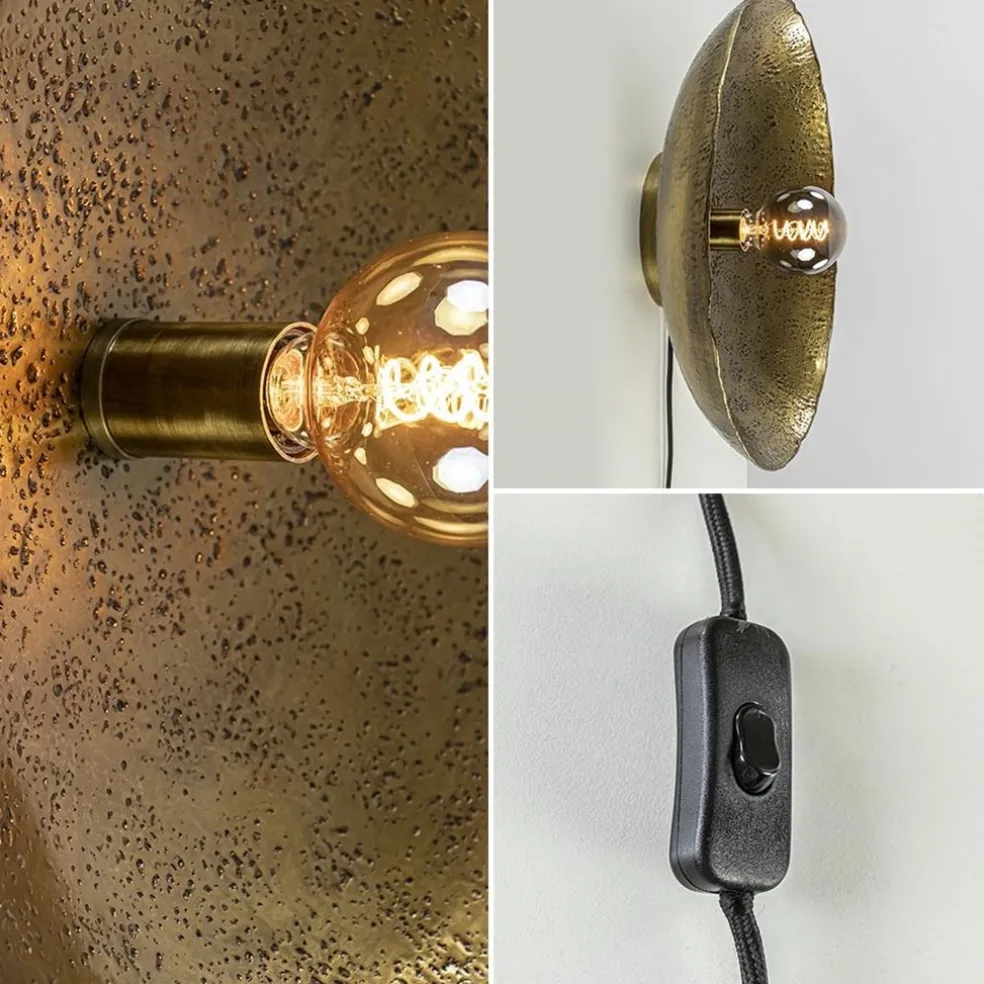 Robuuste wandlamp Neva rond 50 cm antiek brons