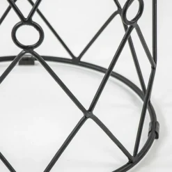 Ronde bijzettafel mangohout met zwart metaal