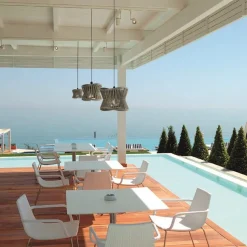 Ronde buiten hanglamp donker beige IP44