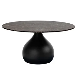 Ronde eetkamertafel bruin marmer Ø120 cm