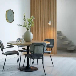 Ronde eettafel acacia hout met zwarte poot Bicoca