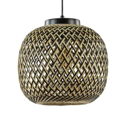Ronde hanglamp bamboe naturel met zwart