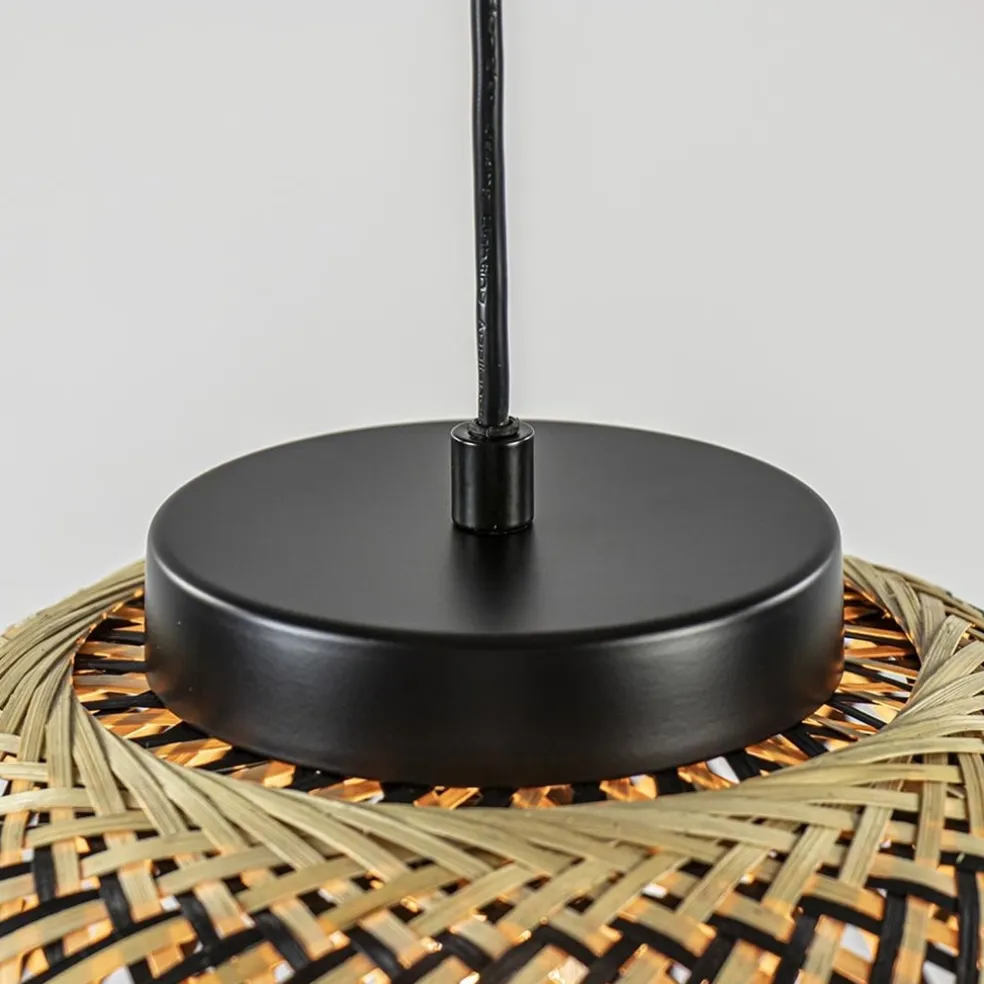 Ronde hanglamp bamboe naturel met zwart