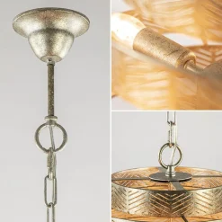 Ronde hanglamp metaal oud zilver 55 cm