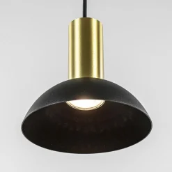 Ronde hanglamp zwart met brons klein
