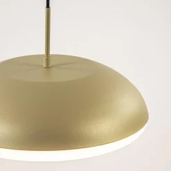Ronde koepel hanglamp goud met witte kap
