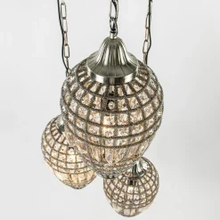 Ronde 3-lichts hanglamp Charlene nikkel/kristal