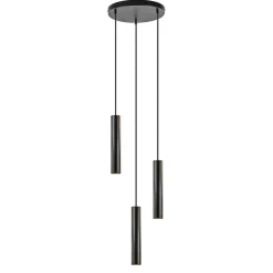Ronde 3-lichts hanglamp cilinders mat zwart