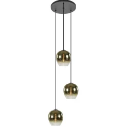 Ronde 3-lichts hanglamp golden gradient met zwart