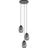 Ronde 3-lichts hanglamp met draadkappen mat zwart