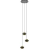 Ronde 3-lichts hanglamp zwart/champagne LED