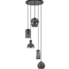 Ronde 5-lichts hanglamp zwart met diverse smoke glazen