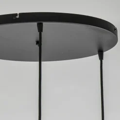 Ronde 3-lichts hanglamp zwart met smoke/helder glas