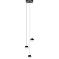 Ronde 3-Lichts LED hanglamp met zwarte bollen dimbaar