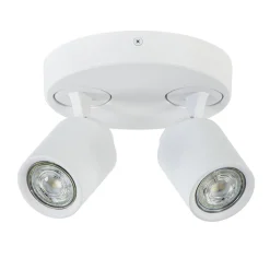 Ronde 2-lichts opbouwspot wit metaal verstelbaar