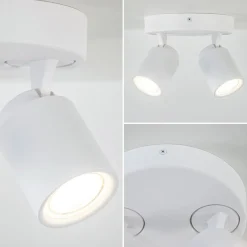 Ronde 2-lichts opbouwspot wit metaal verstelbaar