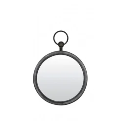 Ronde metalen spiegel zink/grijs klein
