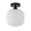 Ronde plafondlamp retro zwart met wit glas
