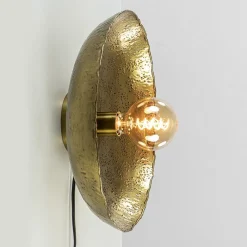 Ronde wandlamp Neva antiek brons met snoer