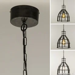Ruw metalen hanglamp antiek zwart
