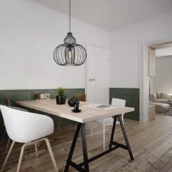 Scandinavische draad hanglamp mat zwart