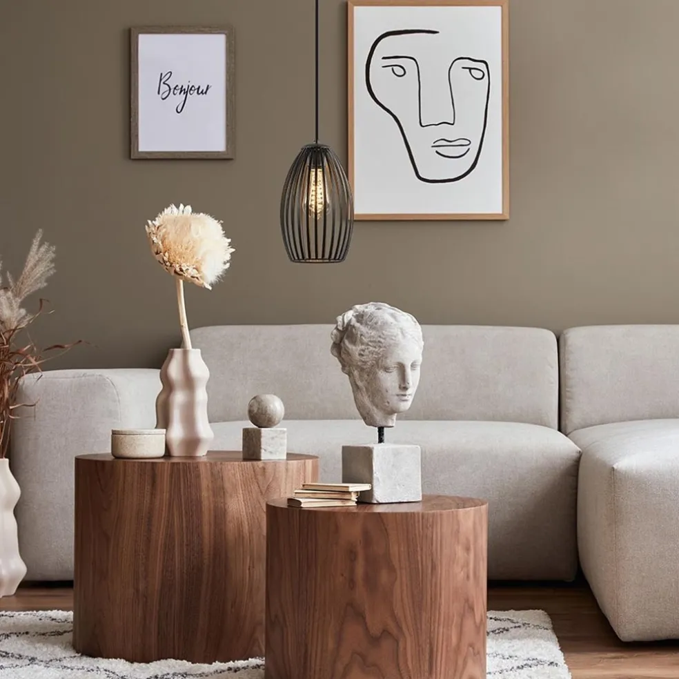 Scandinavische hanglamp mat zwart