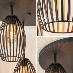 Scandinavische 3-lichts plafondlamp mat zwart
