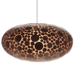 Schelpen hanglamp coin goudbruin groot