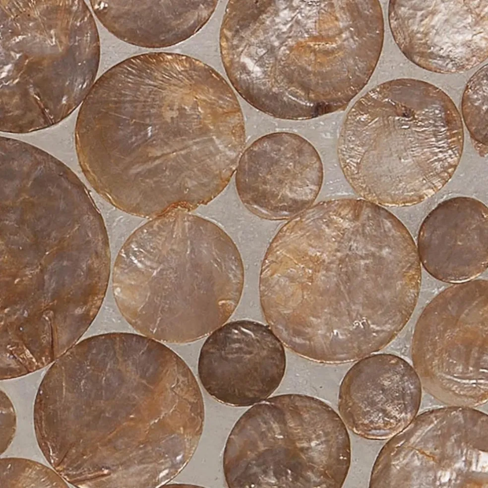 Schelpen tafellamp cilinder goud/bruin