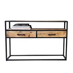 Side table hout/staal