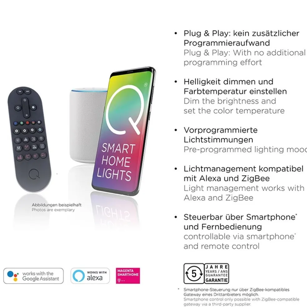 Smart eettafelhanglamp mat zwart met opaal glas