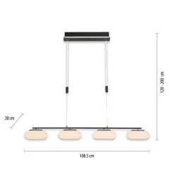 Smart eettafelhanglamp mat zwart met opaal glas
