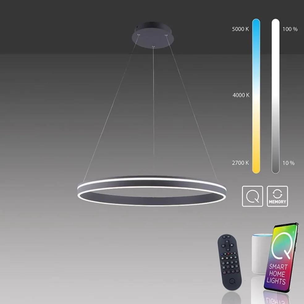 Smart hanglamp ring groot antraciet