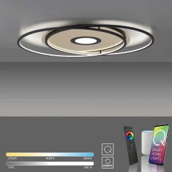 Smart plafondlamp goud met zwart dimbaar