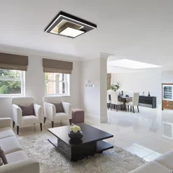 Smart plafondlamp zwart met grijs vierkant