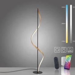 Smart vloerlamp antraciet/goud met memoryfunctie