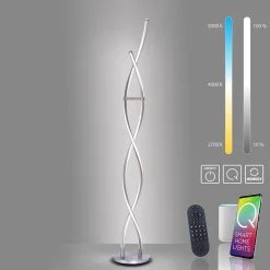 Smart vloerlamp spiraal 2-lichts nikkel