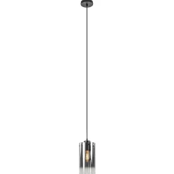 Smoke glazen hanglamp cilinder met verloop
