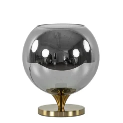 Smoke glazen tafellamp met gouden voet