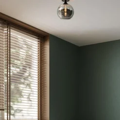 Smoke/titanium plafondlamp 25 cm met zwart