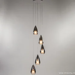 Smokey glazen vide-hanglamp chroom