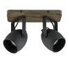Spot 2-lichts zwart met hout